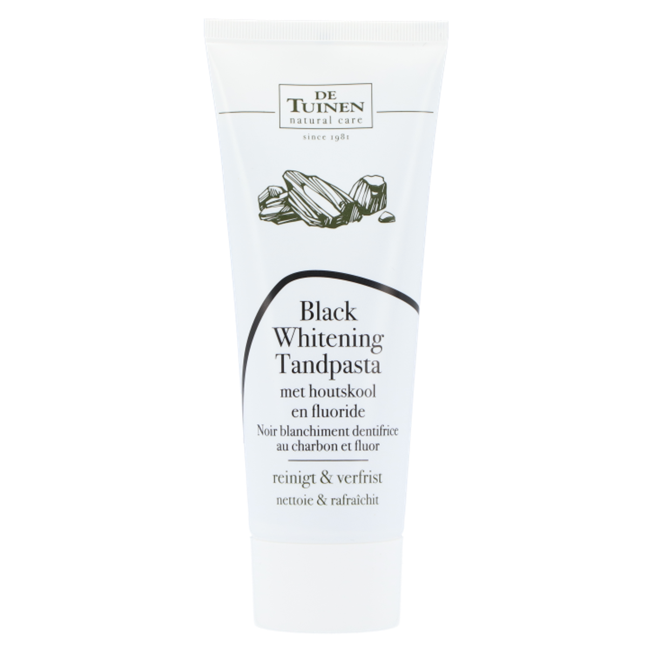 De Tuinen Black Whitening Tandpasta Houtskool + Fluoride - 75ml