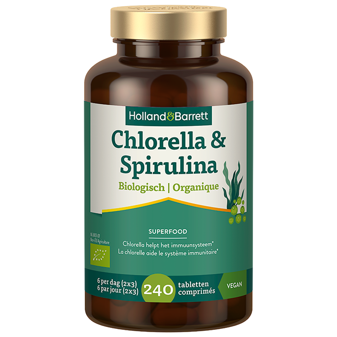 Holland & Barrett Biologische Chlorella & Spirulina - 240 tabletten