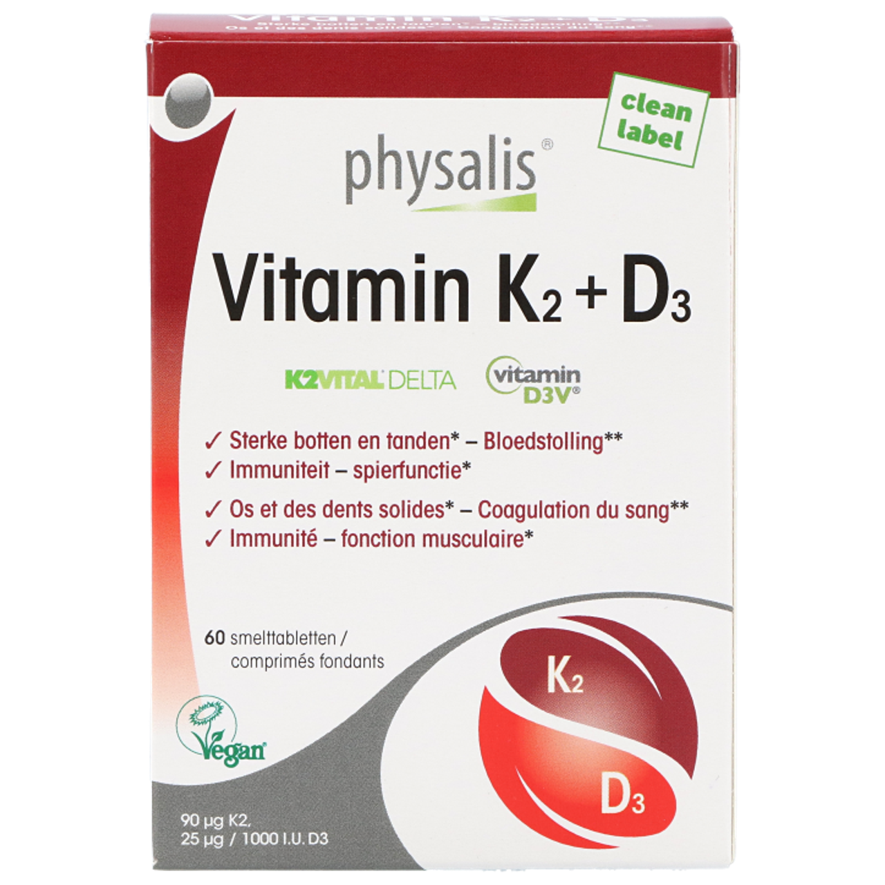 Physalis Vitamin K2 + D3 - 60 smelttabletten