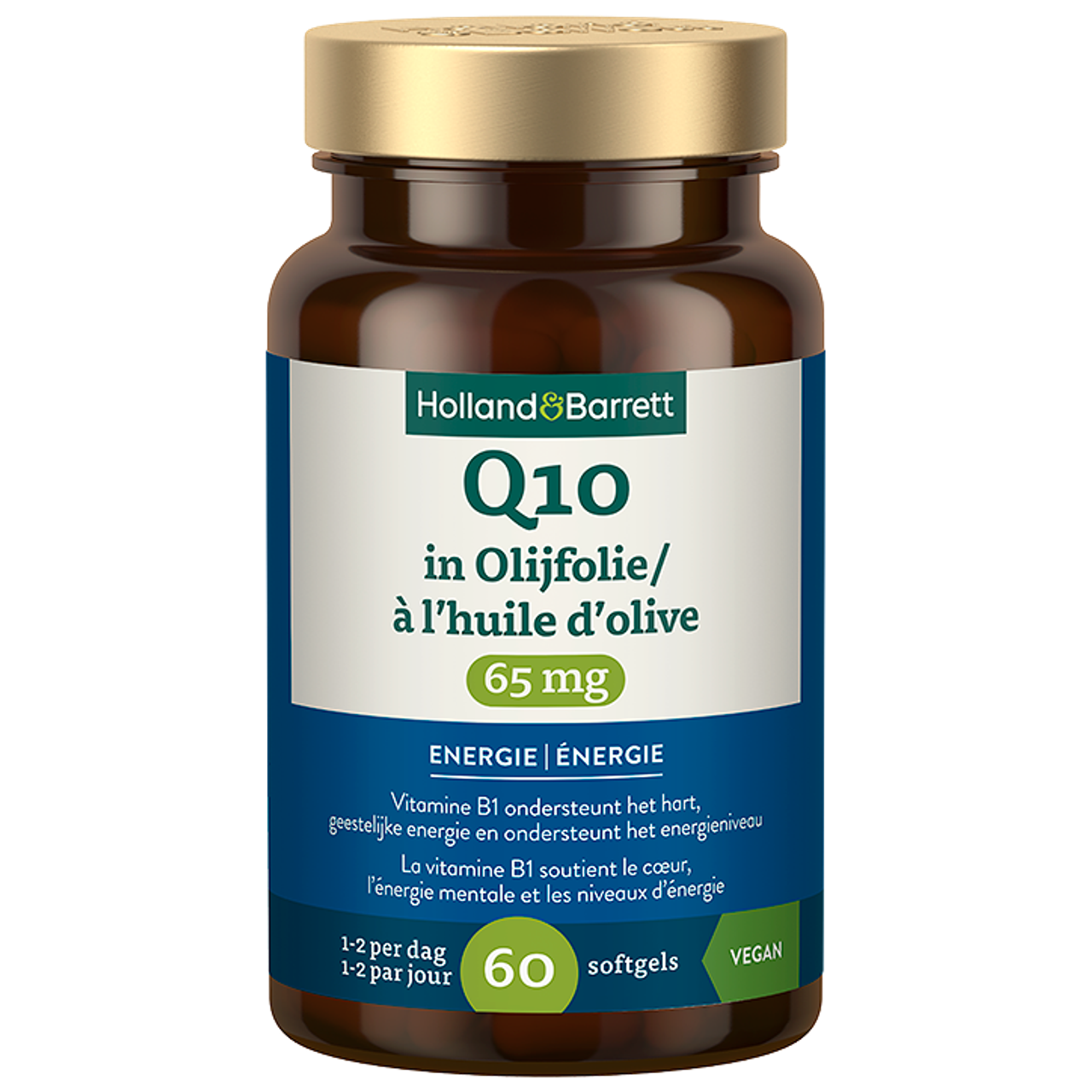 Holland & Barrett Q10 Vitamine B1 in Olijfolie 65mg - 60 softgels
