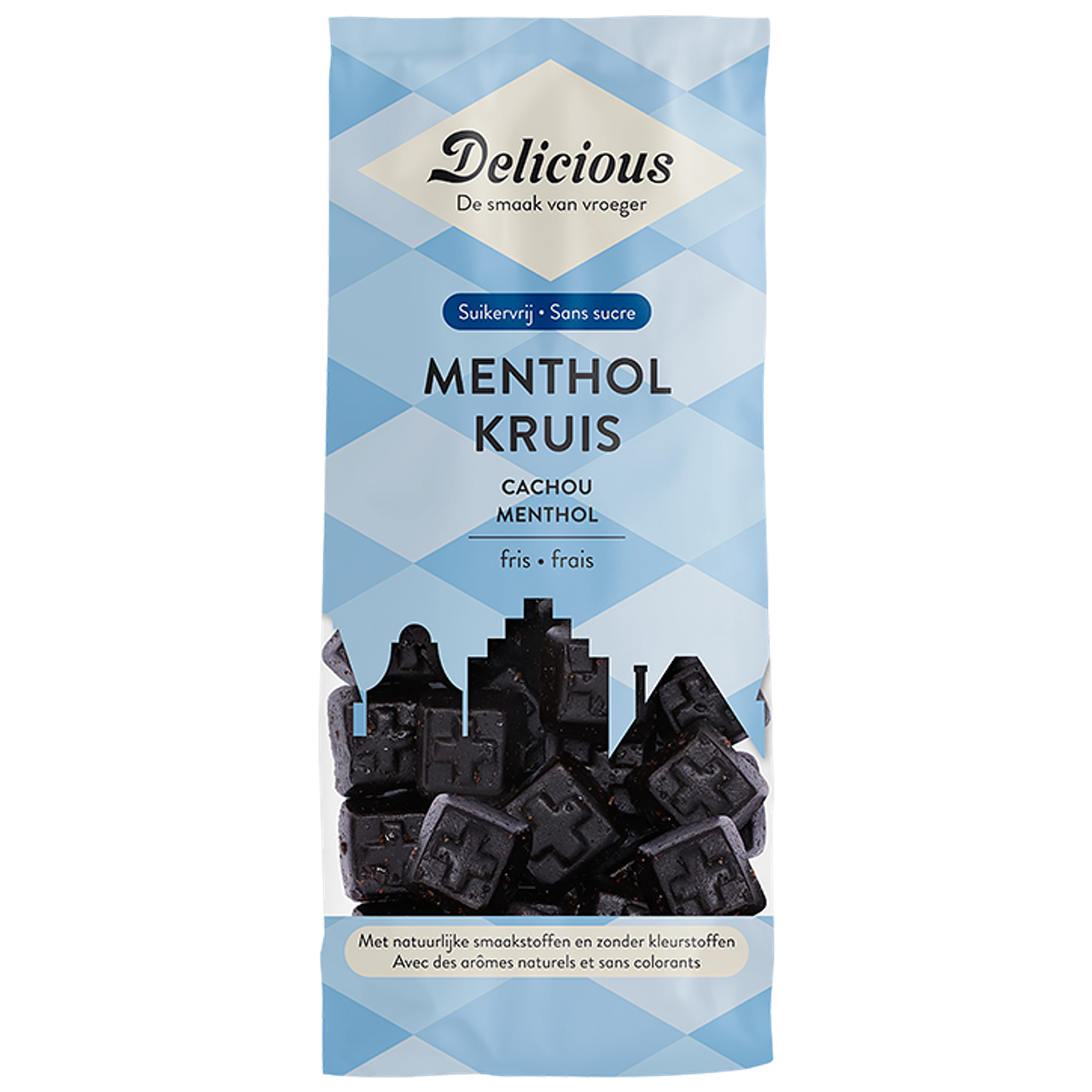 Delicious Suikervrije Menthol Kruis Drop - 130g