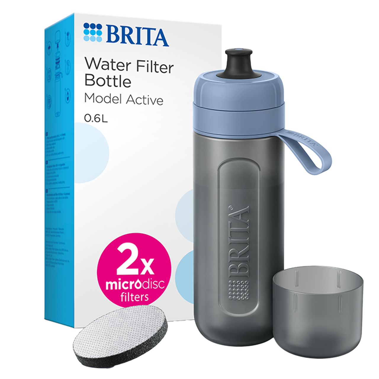 Brita Waterfilterfles Active Donkerblauw incl. 2 filters - 600ml