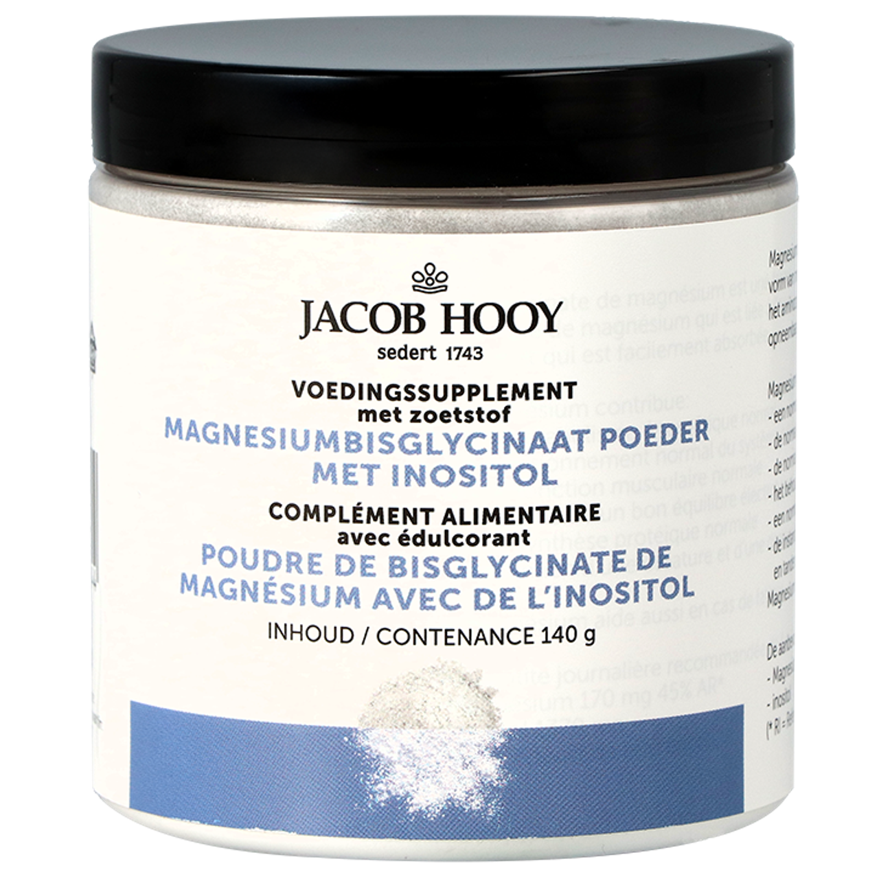Jacob Hooy Magnesiumbisglycinaat Poeder met Inositol - 140g