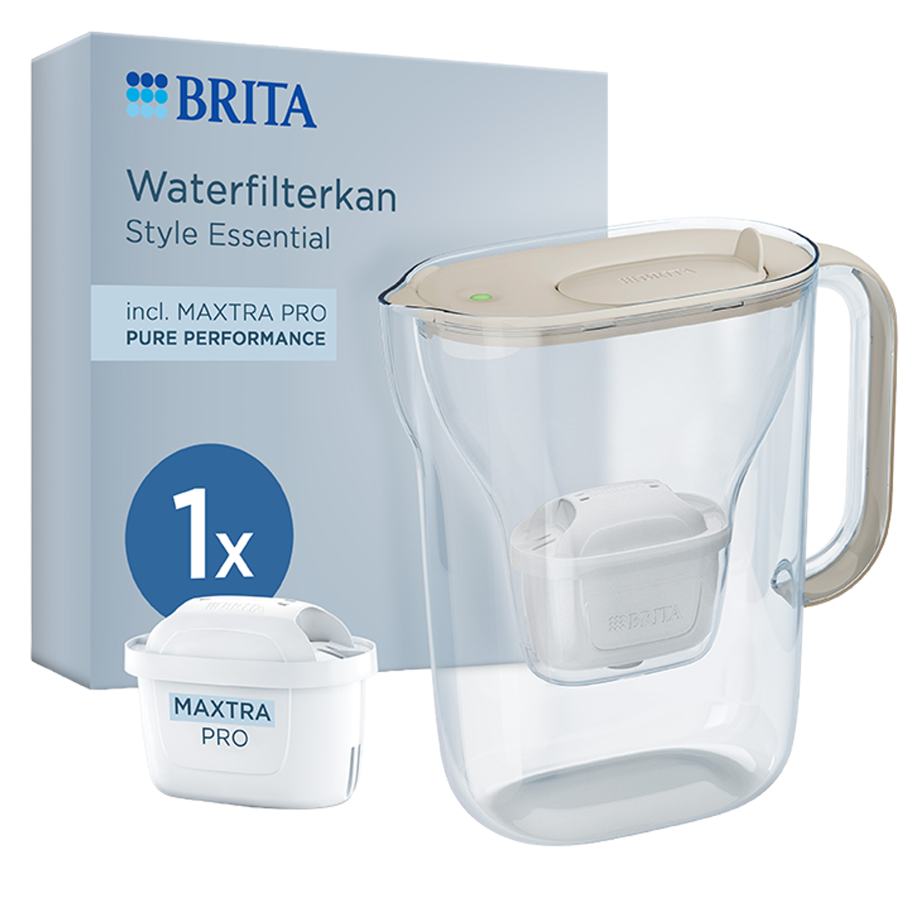 BRITA Waterfilterkan Style Essential Sand - 2,4L - Incl. Maxtra Pro waterfilter