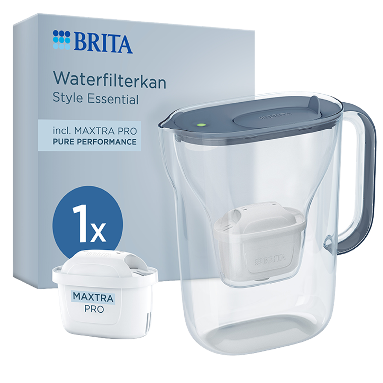 BRITA Waterfilterkan Style Essential Blue - 2,4L - Incl. Maxtra Pro waterfilter