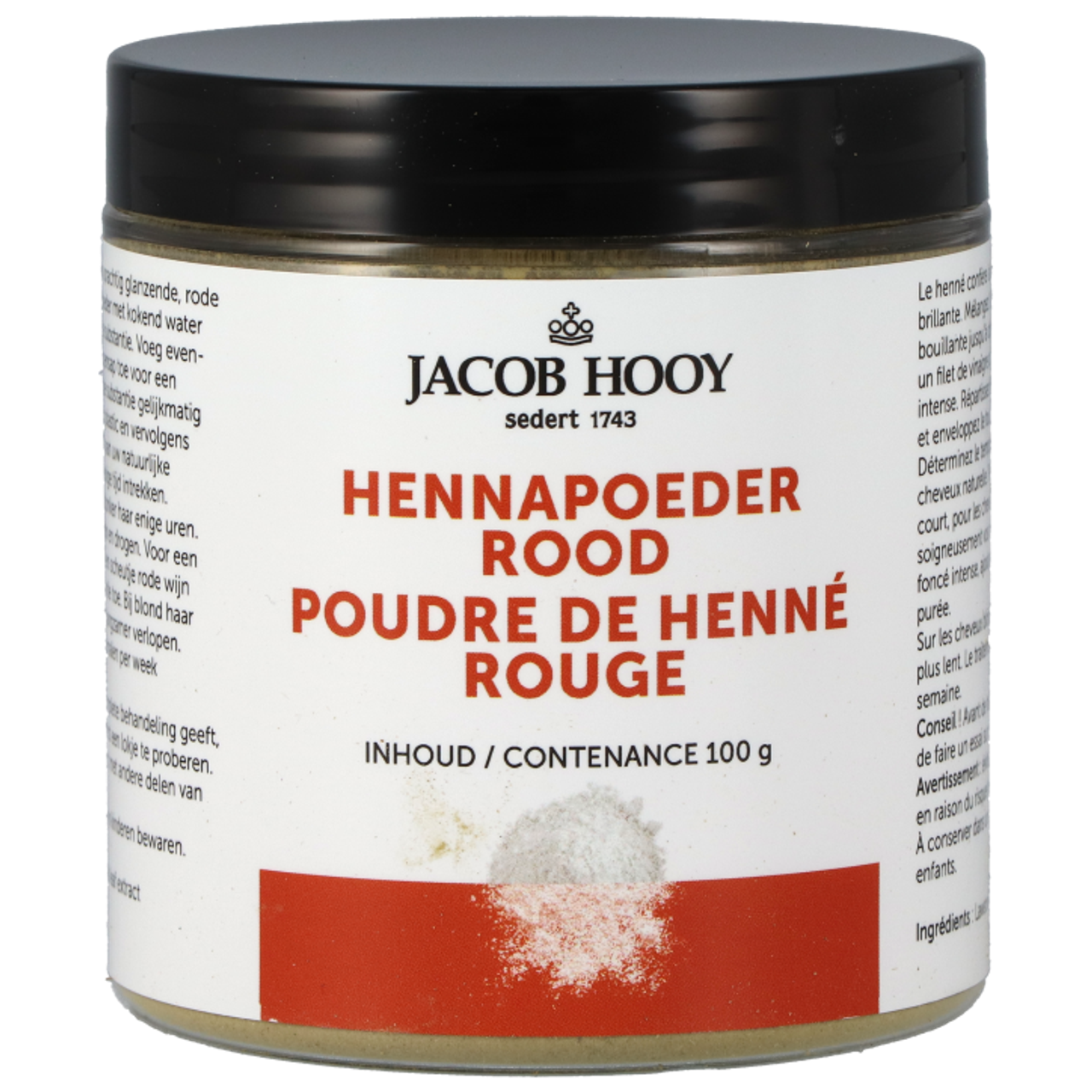 Jacob Hooy Henna Haarverfpoeder Rood - 100g