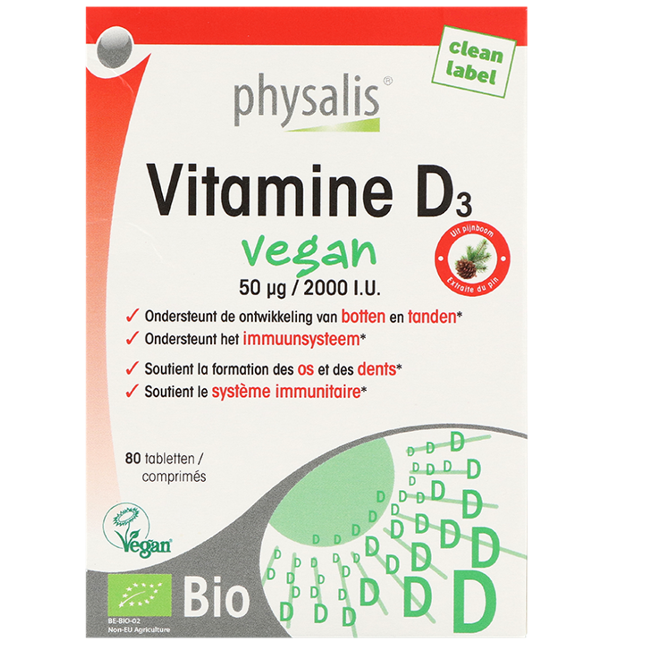 Physalis Vitamine D3 Vegan Bio - 80 tabletten