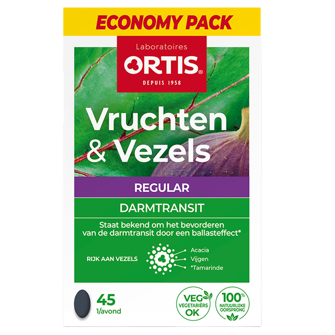 Ortis Vruchten & Vezels Regular Ecopack - 45 tabletten