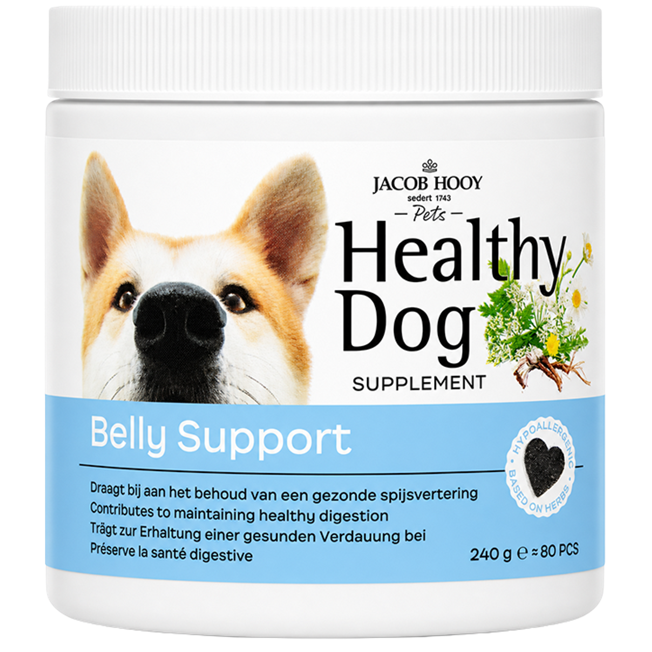 Jacob Hooy Pets Healthy Dog Belly Support - 80 stuks