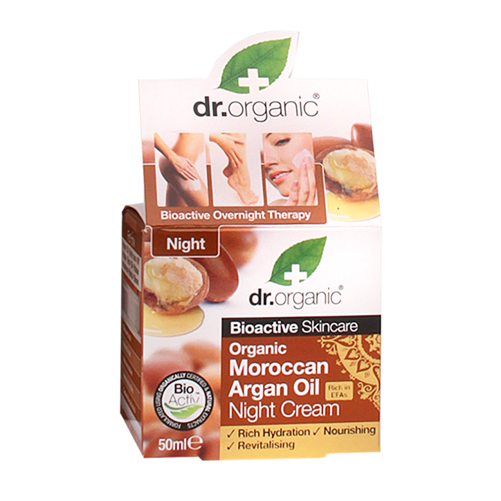 Crème de nuit Dr. Organic à l'huile d'argan marocaine - 50ml-1