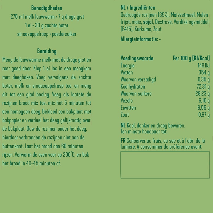 De Glutenvrije Bakker Rozijnenbrood Mix - 450g-2