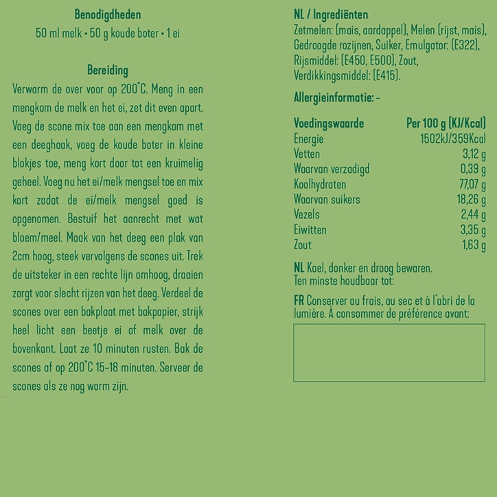 De Glutenvrije Bakker Scones Rozijnen Mix - 350g