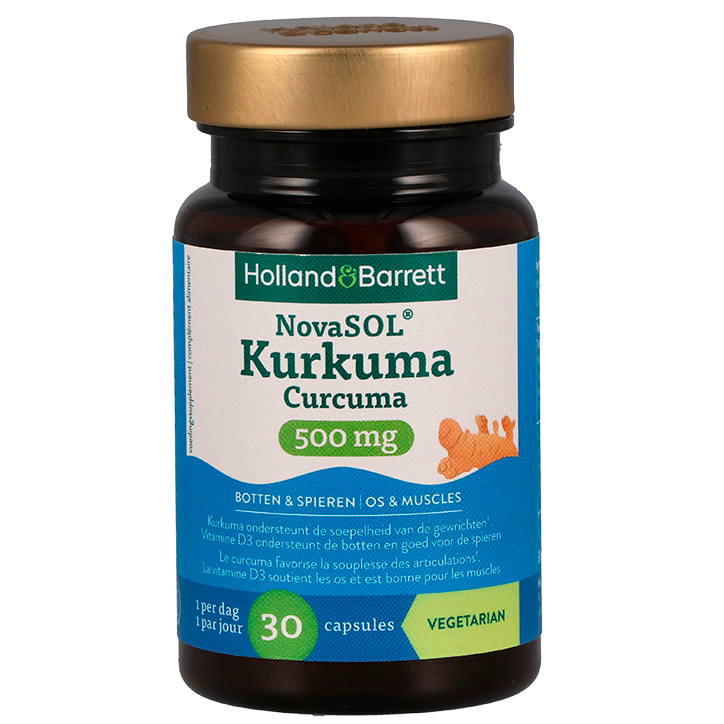 Holland & Barrett Curcuma NovaSOL® 500mg + Vitamine D3 - 30 capsules-1