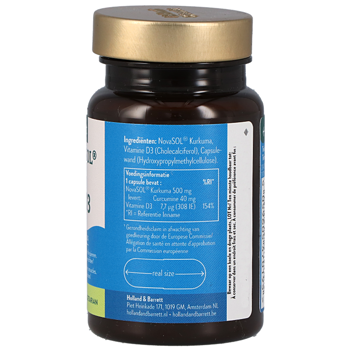 Holland & Barrett Curcuma NovaSOL® 500mg + Vitamine D3 - 30 capsules-2