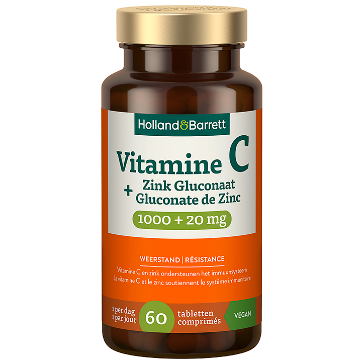 Holland & Barrett Vitamine C 1000mg + Gluconate de Zinc 20mg - 60 comprimés-1