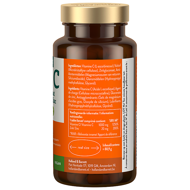 Holland & Barrett Vitamine C 1000mg + Zink Gluconaat 20mg - 60 tabletten-2