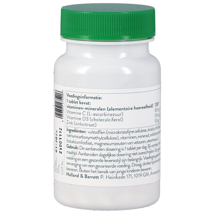 Holland & Barrett Vitamine C, D3 & Zink (60 Tabletten)