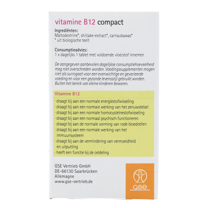 GSE Vitamine B12 Compact (120 tabletten)-3