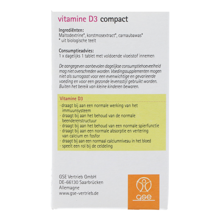 GSE Vitamine D3 Compact (60 tabletten)-3