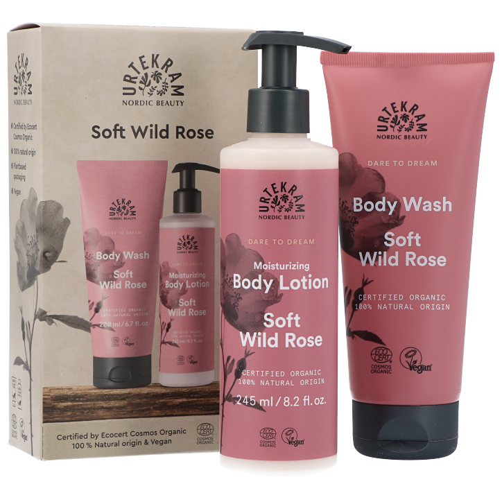 Urtekram Soft Wild Rose Giftbox (Body Lotion 245ml + Body Wash 200ml)