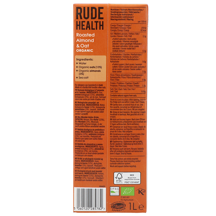 Rude Health Roasted Almond Oat Drink - 1 L-2