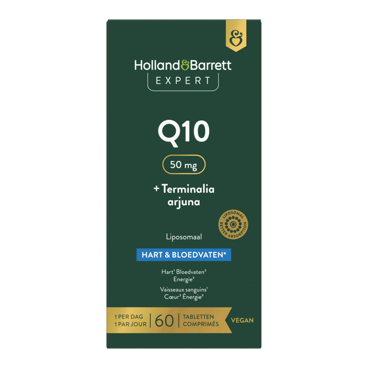 Holland & Barrett Expert Q10 50mg + Terminalia Arjuna Liposomaal - 60 tabletten