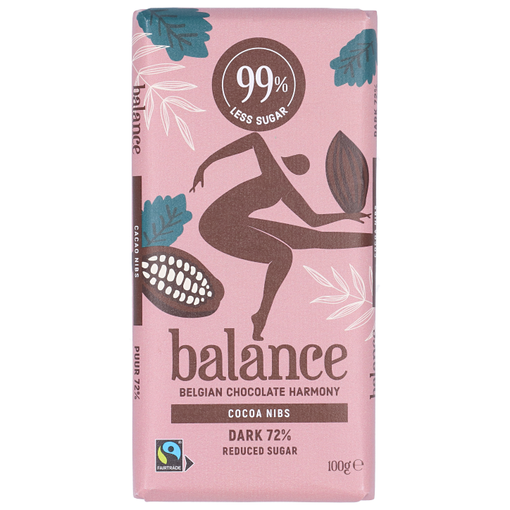 Balance Cacao Nibs 72% Pure Chocoladereep - 100g-1