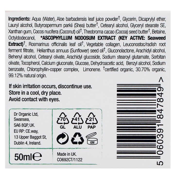 Dr. Organic Seaweed Ageless Daily Hydration Gel Cream - 50ml-3