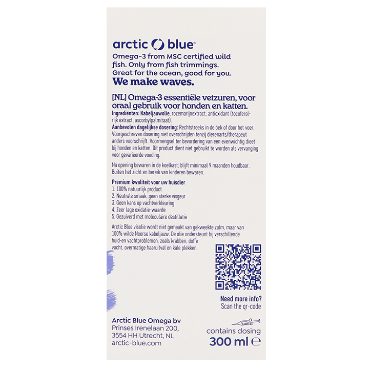 Arctic Blue Omega 3 Visolie Dier DHA en EPA – 300 ml-3