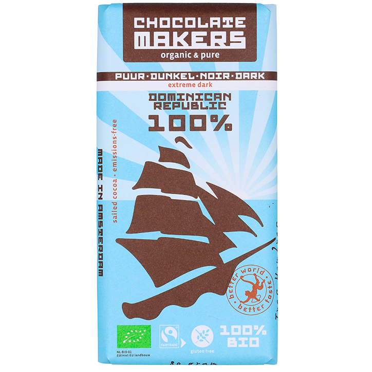 Chocolatemakers Tres Hombres Extreem Pure Chocolade 100% - 80g-1