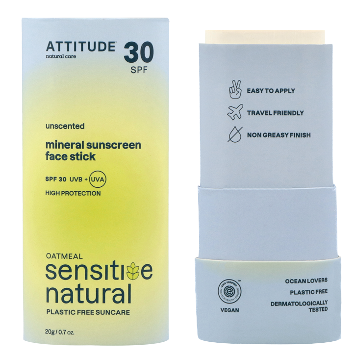 Attitude Sensitive Sunscreen Face Stick Unscented 30 SPF - 20g-2