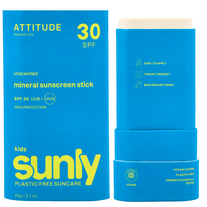 Attitude Sunly Kids Sunscreen Stick Unscented 30 SPF - 60g-2