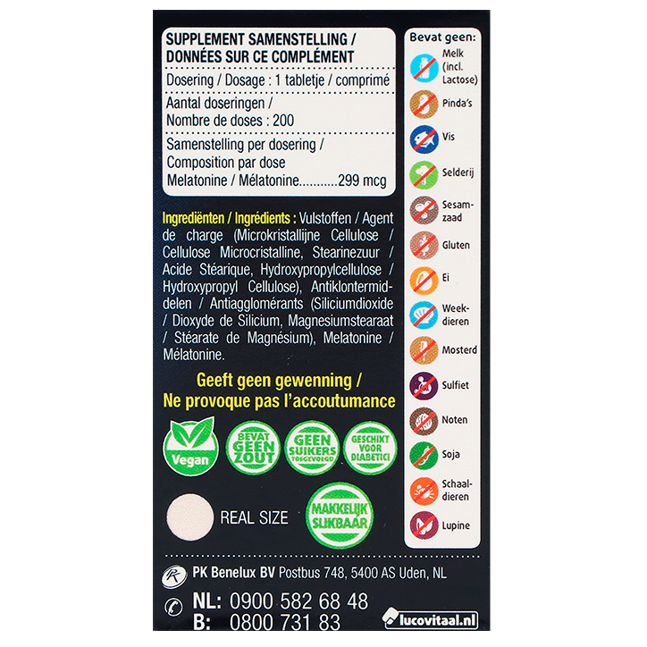 Lucovitaal Time Released Melatonine 299mcg - 200 tabletjes-3