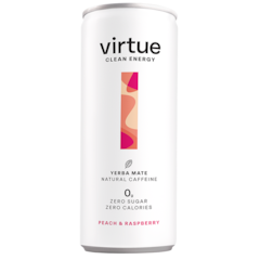 Virtue Clean Energy Yerba Mate Peach & Raspberry - 250ml