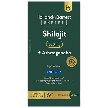 Holland & Barrett Expert Shilajit + Ashwagandha 500mg Liposomaal - 60 capsules - 60 stuks