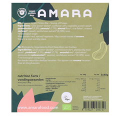 Amara Vegan Protein Bars Peanut Butter Vanilla Bio - 3 x 40g