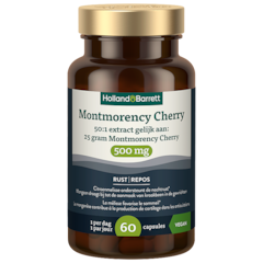 Holland & Barrett Montmorency Kers 500mg 50:1 Extract Gelijk Aan: 25 Gram Montmorency Cherry - 60 capsules