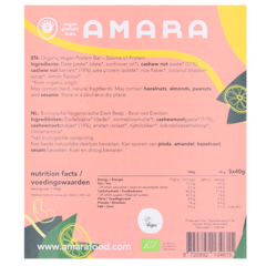 Amara Vegan Protein Bar Cashew Lemon - 3x40g