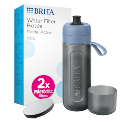 BRITA Gourde Filtrante 'Active' Bleu Foncé + 2 filtres MicroDisc - 600ml