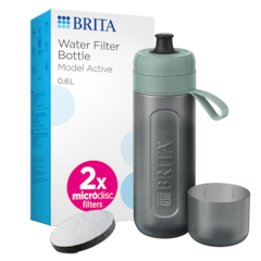 BRITA Gourde Filtrante 'Active' Vert Foncé + 2 filtres MicroDisc - 600ml