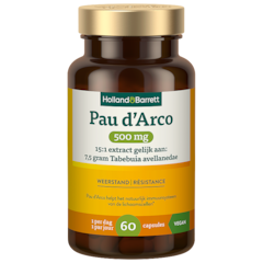 Pau d'Arco 500mg 15:1 Extract Gelijk Aan: 7.5 Gram Tabebuia Avellanedae - 60 capsules