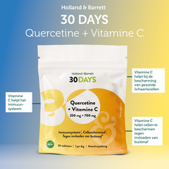 Afbeelding 3 voor 30DAYS Quercetine 250mg + Vitamine C 700mg - 30 tabletten