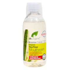 Bain de bouche antibactérien à l'arbre à thé Dr. Organic à l'Aloe Vera 500 ml