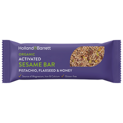 Afbeelding 1 voor Organic Activated Sesame Bar Pistachio, Flaxseed & Honey - 40g