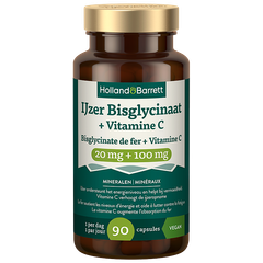 Afbeelding 1 voor IJzer Bisglycinaat 20mg + Vitamine C 100mg - 90 capsules