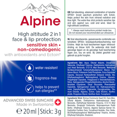 Afbeelding 3 voor Gezicht & Lippen Zonnebescherming Alpine SPF50+ - 20ml