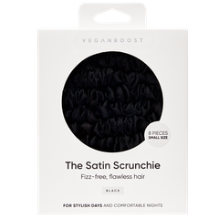 Afbeelding 1 voor VeganBoost Satin Scrunchies Black - 8 stuks