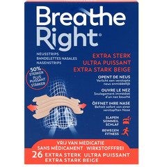 Afbeelding 1 voor Breathe Right Neusstrips Extra Sterk Beige - 26 stuks