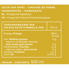 Afbeelding 2 voor Organic Apple Cider Vinegar Pure - 500ml