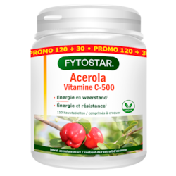 Fytostar Acérola Vitamine C 500mg - 150 comprimés à mâcher